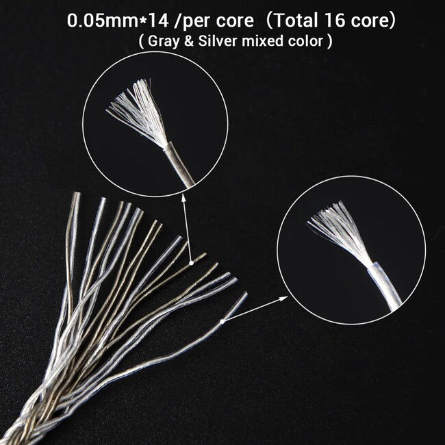 NiceHCK C16-4 16 Core Silver Plated Cable 4.4mm Plug 2Pin Connector - InEar Balanced Cableכבל באלנס לאוזניות מוניטור אינאיר