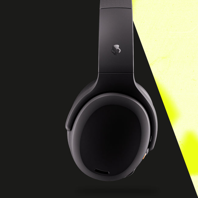 Skullcandy Crusher ANC 2, Wireless Bluethooth 5.2, Over-Ear Headphones with Sensory Thumping Bass, True Blackאוזניות סקולקנדי קרשר 2 אלחוטיות מבטלות רעש אוזניות קשת מסביב לאוזן עם בס רוטט, צבע שחור