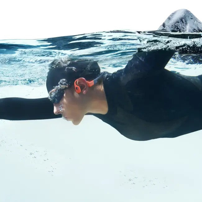 Shokz OpenSwim Pro, Bone Conduction Open-Ear, Bluetooth+MP3, Swimming&Sport Headphones, Red
אוזניות שחייה ואוזניות ספורט בשיטת הולכת עצם, אוזניות בלוטוס+MP3 מבית שוקז , צבע אדום