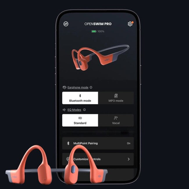 Shokz OpenSwim Pro, Bone Conduction Open-Ear, Bluetooth+MP3, Swimming&Sport Headphones, Red
אוזניות שחייה ואוזניות ספורט בשיטת הולכת עצם, אוזניות בלוטוס+MP3 מבית שוקז , צבע אדום