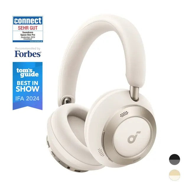 Anker Soundcore Space One Pro, Foldable Over-Ear, ANC, BT Headphones, white
אוזניות קשת יוקרתיות, אוזניות אלחוטיות מתקפלות עם השתקת רעשים אקטיבית, דגם ספייס וואן פרו מבית אנקר סאונדקור, צבע לבן