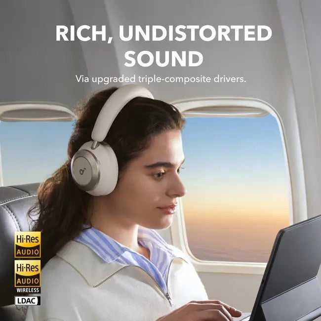 Anker Soundcore Space One Pro, Foldable Over-Ear, ANC, BT Headphones, white
אוזניות קשת יוקרתיות, אוזניות אלחוטיות מתקפלות עם השתקת רעשים אקטיבית, דגם ספייס וואן פרו מבית אנקר סאונדקור, צבע לבן