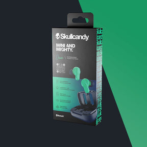 SKULLCANDY DIME - True Wireless Bluethooth Earbud Headphone, DarkBlue/Green. אוזניות סקאלקנדי אלחוטיות בתוך האוזן, מוגן מים, צבע כחול כהה/ירוק