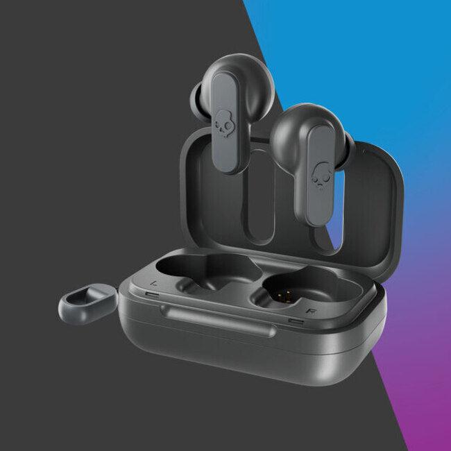 SKULLCANDY DIME - True Wireless Bluethooth Earbud Headphone, Chill Grey.אוזניות סקאלקנדי אלחוטיות בתוך האוזן, מוגן מים, צבע אפור קפוא