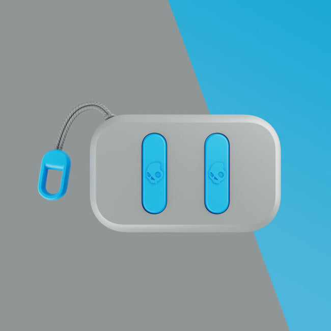 SKULLCANDY DIME - True Wireless Bluethooth Earbud Headphone, LightGrey/Blue. אוזניות סקאלקנדי אלחוטיות בתוך האוזן, מוגן מים, צבע אפור בהיר/תכלת
